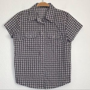 Liquorbrand S skull button down short sleeve Sz S
